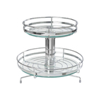 Fruteira Giratória Redonda 2 Andares Cestos Cromados + Vidro