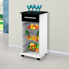 Fruteira Grecia 1gaveta 3cestos Tampo Marmorizado –b / Preto