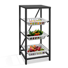 Fruteira Itália De Chão Em Aço 3 Cestos Removiveis Para Cozin