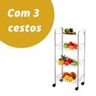 Fruteira Legumeira De Chão Com Tampo Inox 3 Cestos Future