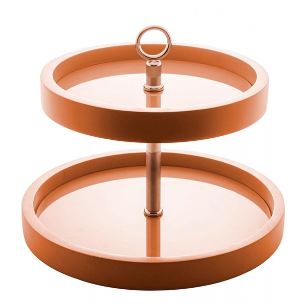 Fruteira Madeira Laqueado C/vidro 2 Andares Terracota 34x30cm