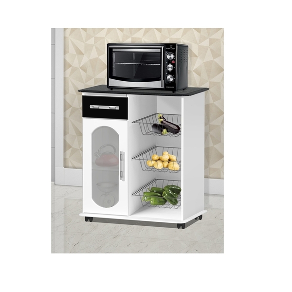 Fruteira Nobre C/vidro Branco C/preto Marmorizado– Passe Bem