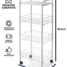 Fruteira Organizadora 3 Andares Rodinha Tampa Madeira Branca