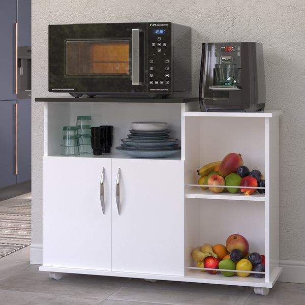 Fruteira Preta Na Cozinha Para Base Micro-ondas