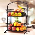 Fruteira Preta Organizador De Mesa Em Metal Com 2 Cestos