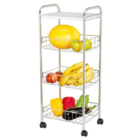 Fruteira Retangular Com Rodas E Tampo De Madeira - Cód 01474