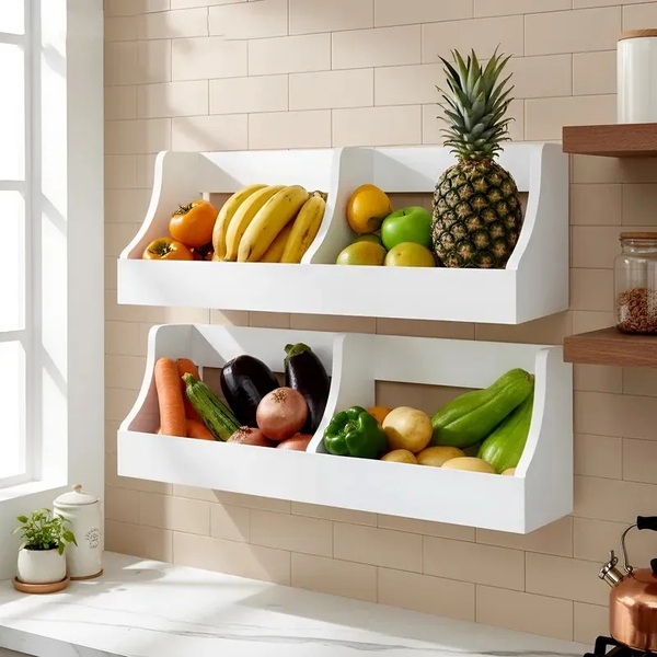Fruteira Suspensa De Parede Prateleira Porta Legumes Cozinha