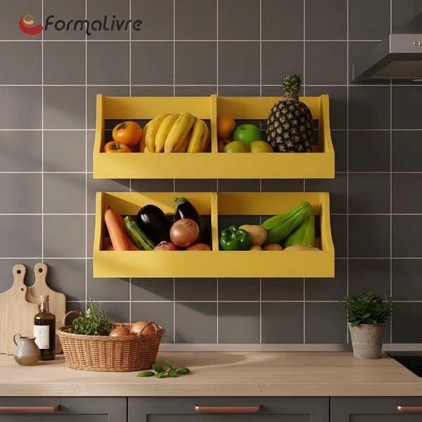 Fruteira Suspensa De Parede Prateleira Porta Legumes Cozinha