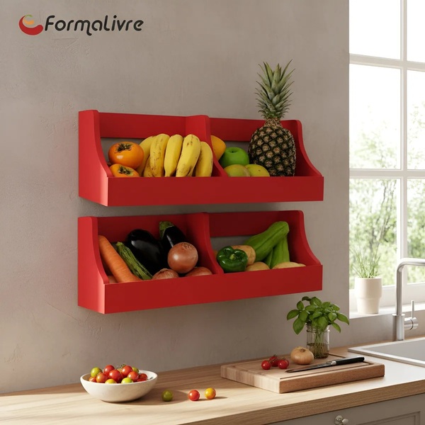 Fruteira Suspensa De Parede Prateleira Porta Legumes Cozinha