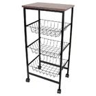 Fruteira Tubular 03 Andares FT320 Amadeirado Escuro Preto HKS