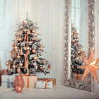 Fundo Fotográfico Infantil Natal Dourado Espelho 1.5x1.5mp1713