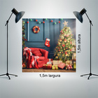 Fundo Fotográfico Infantil Poltrona Vermelha Natal 1.5x1.5mp1