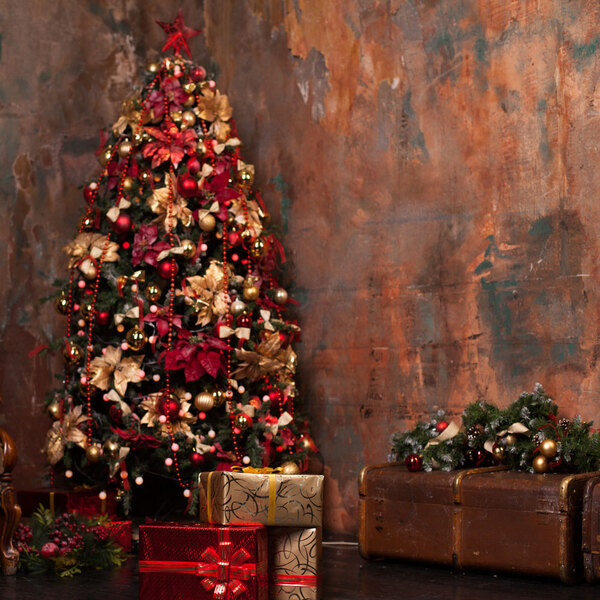 Fundo Fotográfico Newborn Árvore Natal Rustica 1.5x1.5mp1692