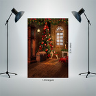 Fundo Fotográfico Tecido Árvore De Natal Na Janela 2.2x1.5mp1