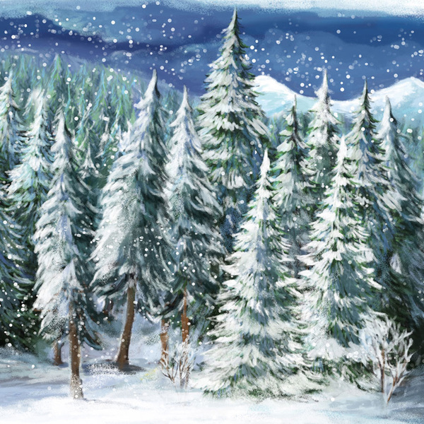 Fundo Fotográfico Tecido Árvores Neve 1.5x1.5mp1694