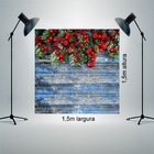 Fundo Fotográfico Tecido Madeira Enfeitada Natal 1.5x1.5mp1710