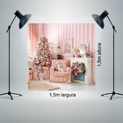 Fundo Fotográfico Tecido Sala Rosa Natal 1.5x1.5mp1724