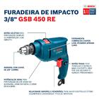 Furadeira Bosch Impacto Gsb 450 Re 450w 220v + 3 Brocas
