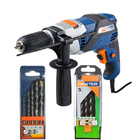 Furadeira de impacto 810W 127V (110V) Dexter + Jogo de Brocas  5 pçs Concreto e 5 pçs Madeira  Dexter