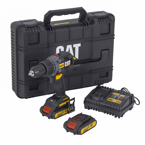 Furadeira de Impacto a Bateria Caterpillar com Maleta, Carregador, 2 Baterias e Clip de Cinto 18V DX12