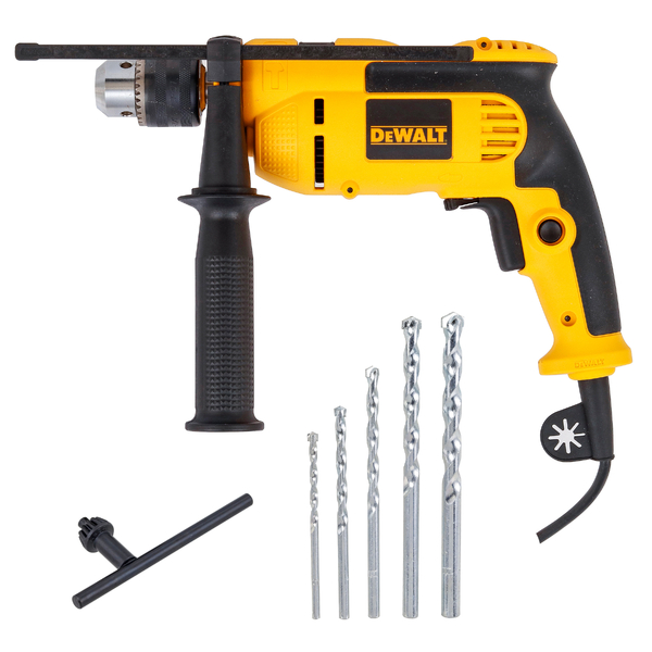Furadeira de Impacto Dewalt com Kit de Brocas, Porta Chave, Chave de Mandril e Empunhadura 750W 1/2" DWD502B2 220V