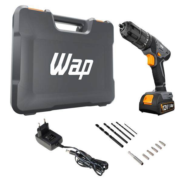 Parafusadeira e Furadeira a Bateria com Maleta e Acessórios 12V 3/8" Bivolt WF 12K4.3 Wap