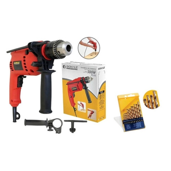Furadeira Impacto Parafusadeira 1/2 500w Schulz + Jg Brocas