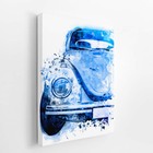 Fusca Arte Aquarela Azul Ciano Carro Quadro Canvas 120x80cm