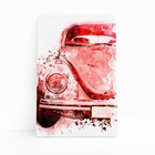 Fusca Arte Aquarela Vermelho Carro Quadro Canvas 100x70cm