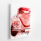 Fusca Arte Aquarela Vermelho Carro Quadro Canvas 60x40cm