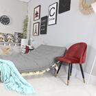 Futon Casal Tokio Sofa Cama Cinza Com Madeira Maciça