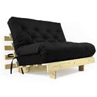 Futon Casal Tokio Sofa Cama Preto Com Madeira Maciça