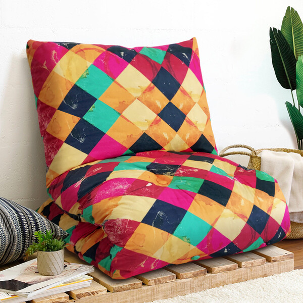 Futon Dobrável De Espuma Solteiro Geométrico - Emcompre Bf Co