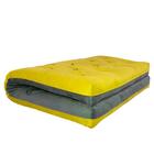 Futon Japonês Casal Dobrável Sofa Cama Amarelo/cinza