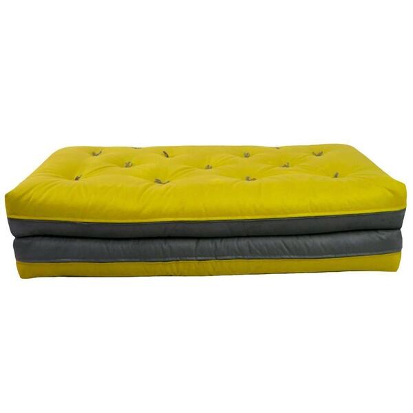 Futon Japonês Casal Dobrável Sofa Cama Amarelo/cinza