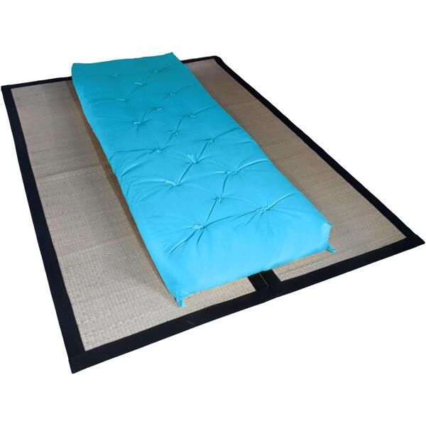 Futon Solteiro Dobrável Oriental Confort Plus Azul Tyffani