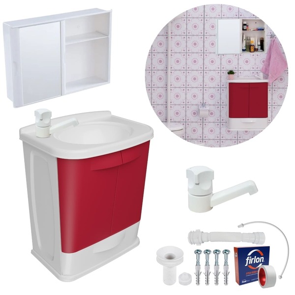 Gabinete 02 Portas Suspenso Banheiro Lavatório + Armário + To