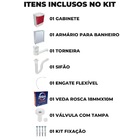 Gabinete 02 Portas Suspenso Banheiro Lavatório + Armário + To