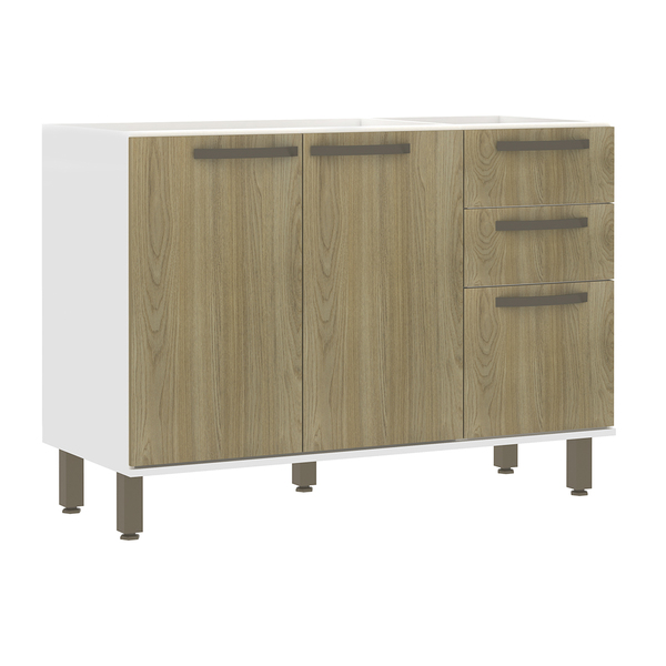 Gabinete 120cm 2 Gavetas 3 Portas Carvalho Lara Luciane