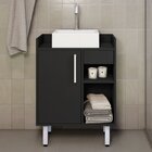 Gabinete 1 Porta 1 Gaveta Sem Cuba Gab1008  Preto