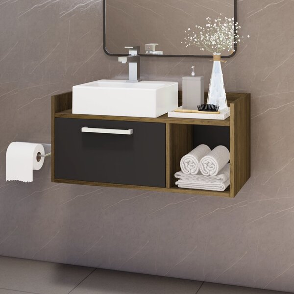 Gabinete 1 Porta 1 Nicho Sem Cuba Gab1011  Marrom