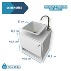 Gabinete 1 Porta Branco 100% Mdf Com Cuba De Sobrepor Quadrad