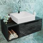 Gabinete 1 Porta Com Cuba Para Banheiro Bn3600x44 Tecno Mobili