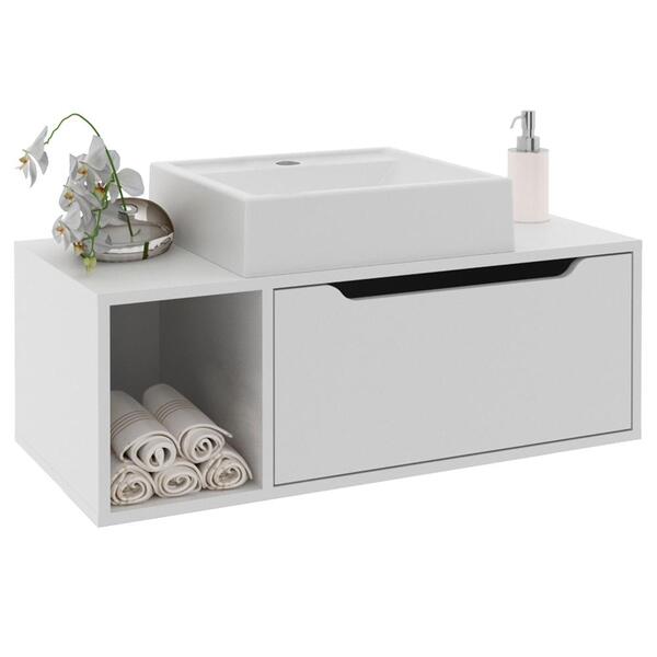 Gabinete 1 Porta Com Cuba Para Banheiro Bn3600x44 Tecno Mobili