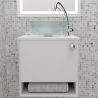 Gabinete 1 Porta E Cuba Pia Vidro De Apoio Redonda 29cm Para