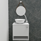 Gabinete 1 Porta para Banheiro com Cuba de Marmorite Redonda