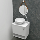 Gabinete 1 Porta para Banheiro com Cuba de Marmorite Redonda