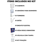 Gabinete 2 Portas Suspenso Para Banheiro Com Lavatório + Armá