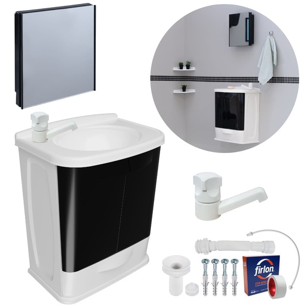 Gabinete 2 Portas Suspenso Para Banheiro Com Lavatório + Armá