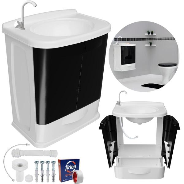 Gabinete 2 Portas Suspenso Para Banheiro Com Lavatório + Torn